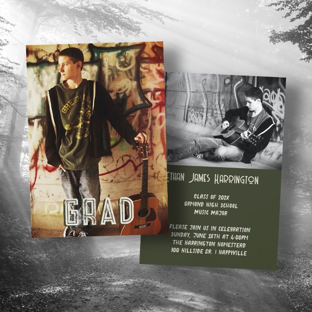 Double Photo Boy Sons Graduation Party Invitation (Creator Uploaded)