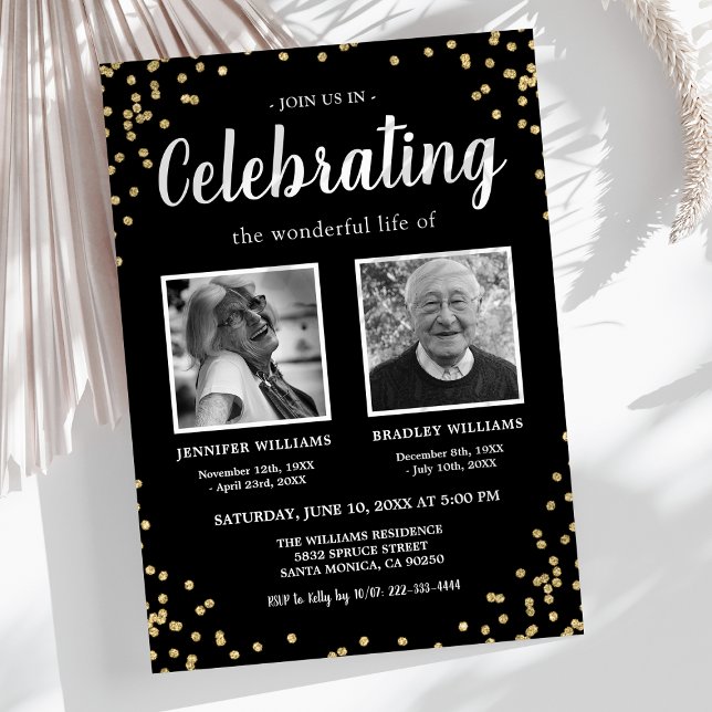 Double Photo Celebration of Life Funeral Invitation (Creator Uploaded)