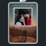 Double Photo Christmas Ornament<br><div class="desc">Personalize with your photos and text or delete the "frame" photo and choose a background color</div>