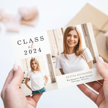 Double Photo | Class Of 2024 Graduation Announcement by christine592 at Zazzle