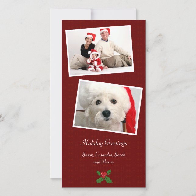 Double Photo Family Holiday Christmas Photo Card (Front)