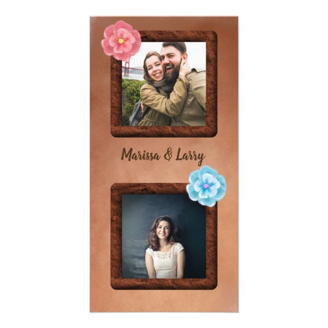 Double Photo Frame Warm Colors with Text Card (Front)