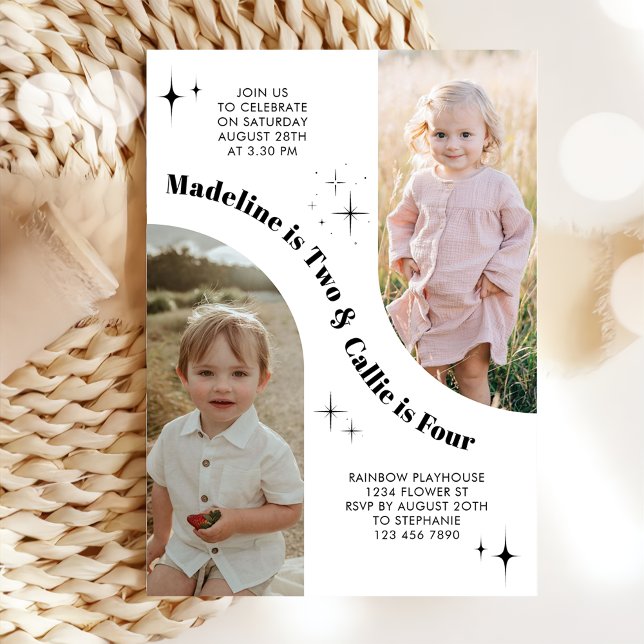 Double Photo Joint Arch Birthday Invitation (Creator Uploaded)