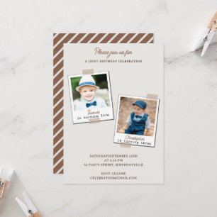 Double Photo Joint Birthday Party Gender Neutral Invitation