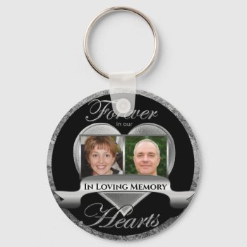 Double Photo Memorial In Loving Memory Keychain by MemorialGiftShop at Zazzle