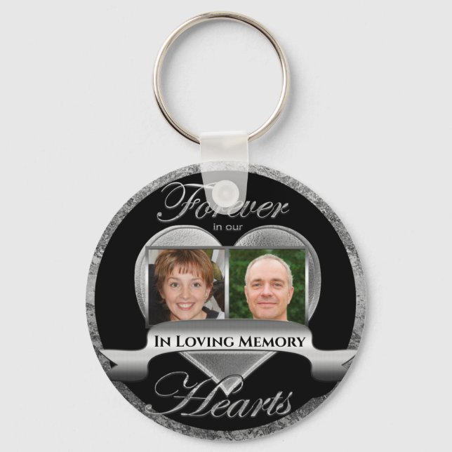 Double Photo Memorial in Loving Memory Keychain (Front)