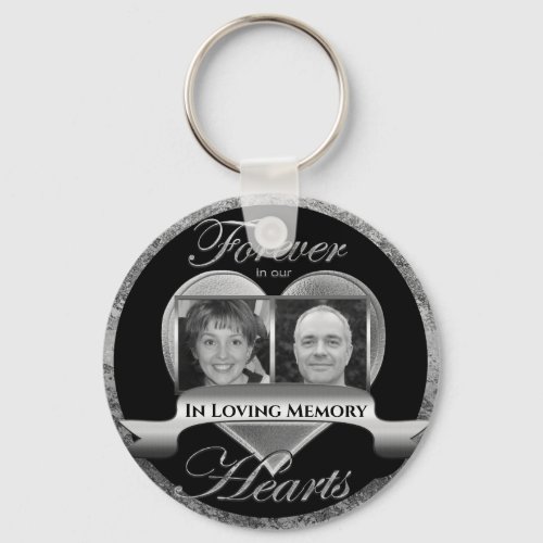 Double Photo Memorial in Loving Memory Keychain