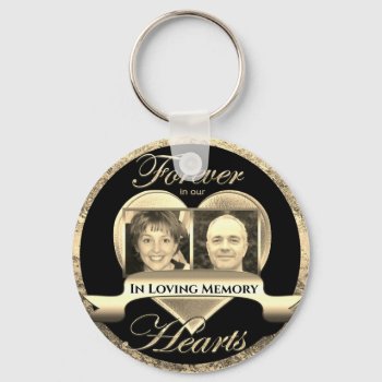 Double Photo Memorial In Loving Memory Keychain by MemorialGiftShop at Zazzle