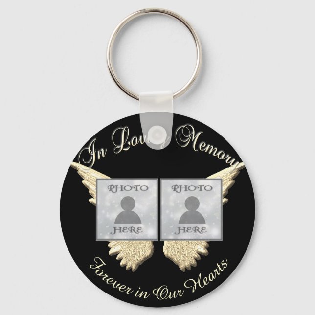 Double Photo Memorial in Loving Memory Keychain (Front)
