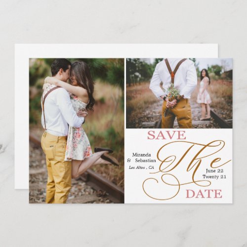 Double Photo Minimalist Typography Save The Date