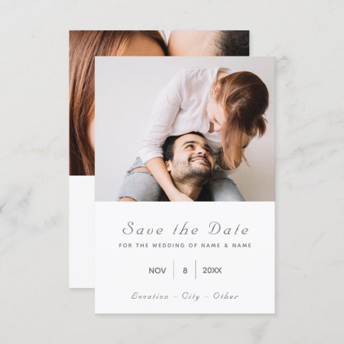 Double photo modern save the date card