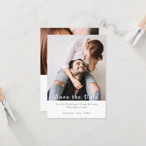 Double photo modern save the date card
