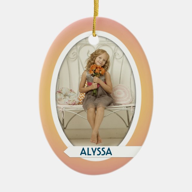 Double Photo Oval Christmas Ornament (Front)