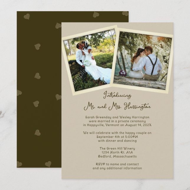 Double Photo Private Marriage Announcement (Front/Back)