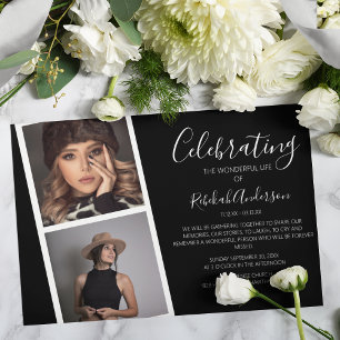 Double Photo Strip Funeral Memorial Invitation