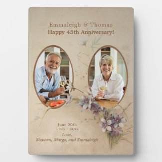 Double Photo Vintage Wedding Anniversary Keepsake  Plaque