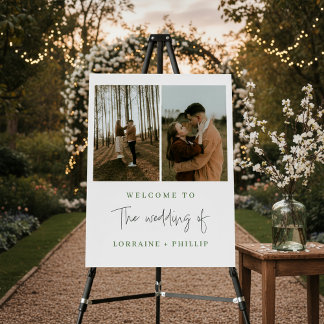 Double photo wedding bold welcome sign