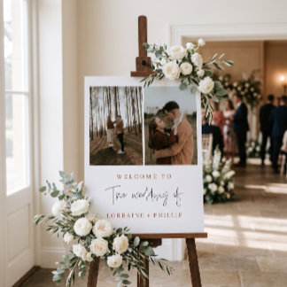 Double photo wedding bold welcome sign