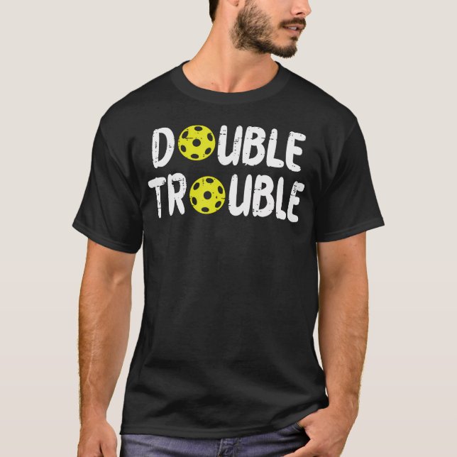 Double Pickleball Trouble Pickle Ball Matching Men T-Shirt (Front)