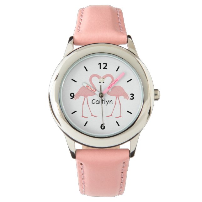 Double Pink Flamingo Kids Watch (Front)