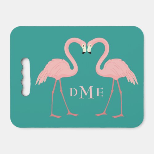 Double Pink Flamingo Monogram Seat Cushion