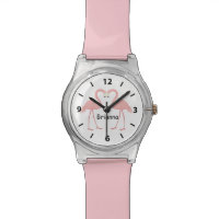 Double Pink Flamingo Personalized Watch