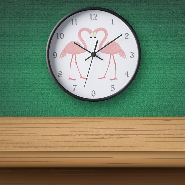 Double Pink Flamingo Round Clock (Creator Uploaded)