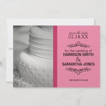 Double Pink Save The Date Wedding Announcements by lifethroughalens at Zazzle