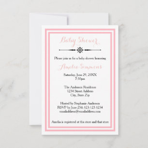 Double Pink Trim - 3x5 Baby Shower Invitation