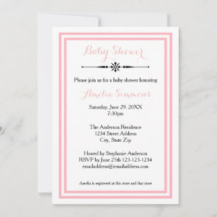 Double Pink Trim - 5x7 Baby Shower Invitation