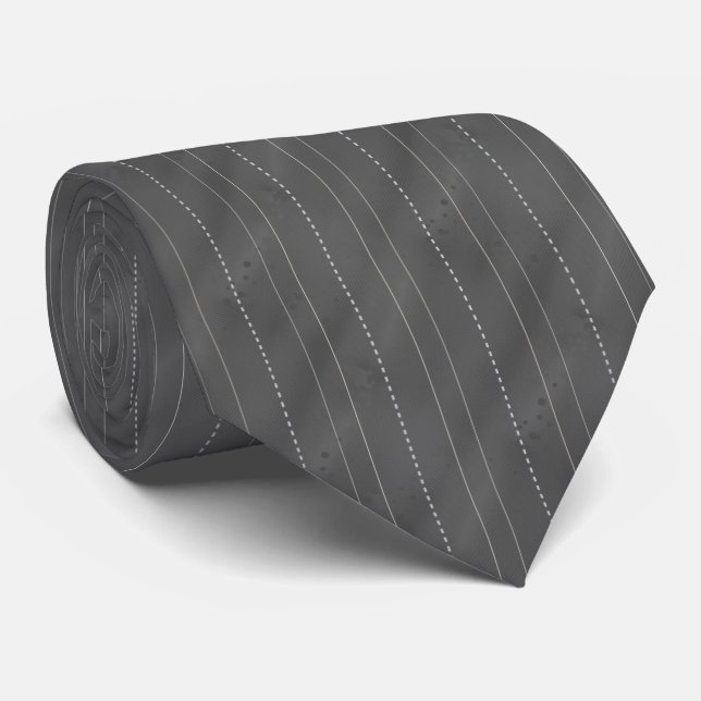 Double Pinstriped | Dk. Gray Neck Tie (Rolled)
