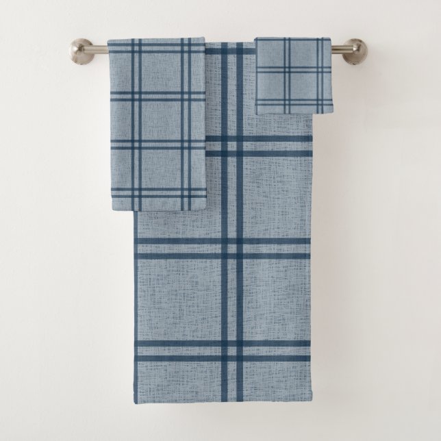 Double Plaid Pattern Bath Towel Set (Insitu)