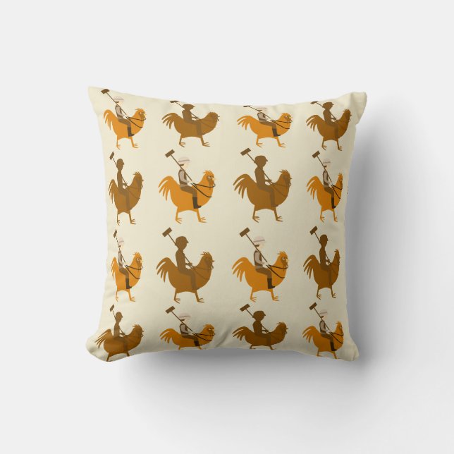 Double Pollo Pattern Throw Pillow (Front)