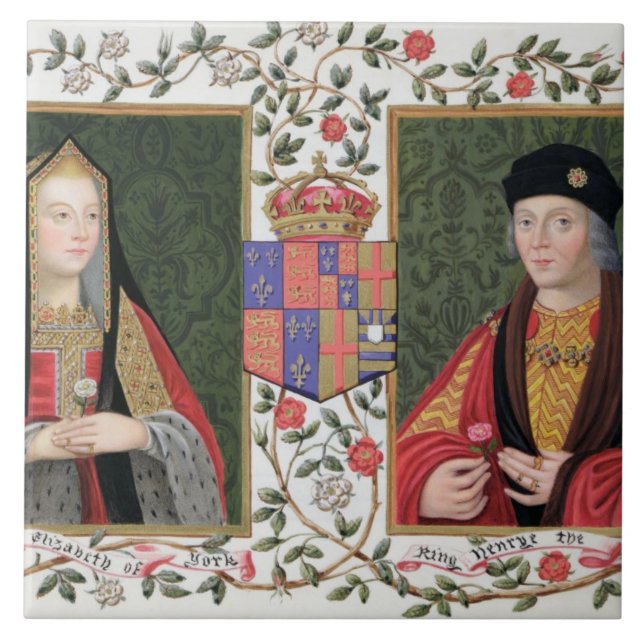Double portrait of Elizabeth of York (1465-1503) a Tile (Front)