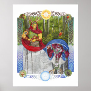 Double Portrait of the Oak King and Holly King Poster