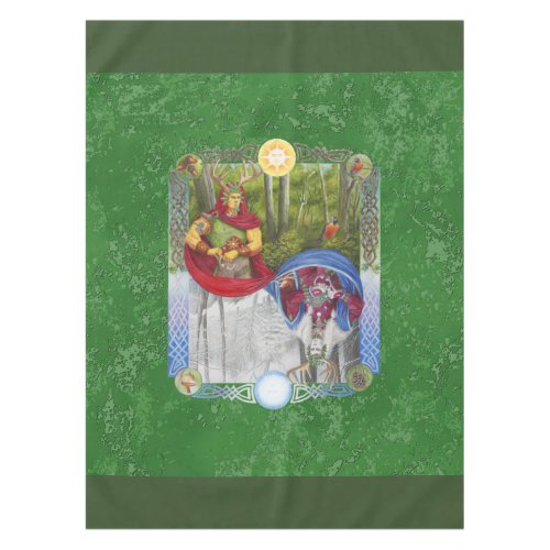 Double Portrait of the Oak King and Holly King Tablecloth