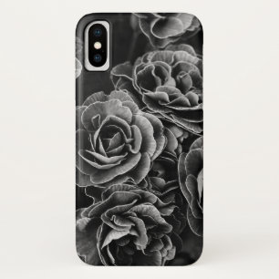 Double Primula Flowers, Black and White iPhone X Case