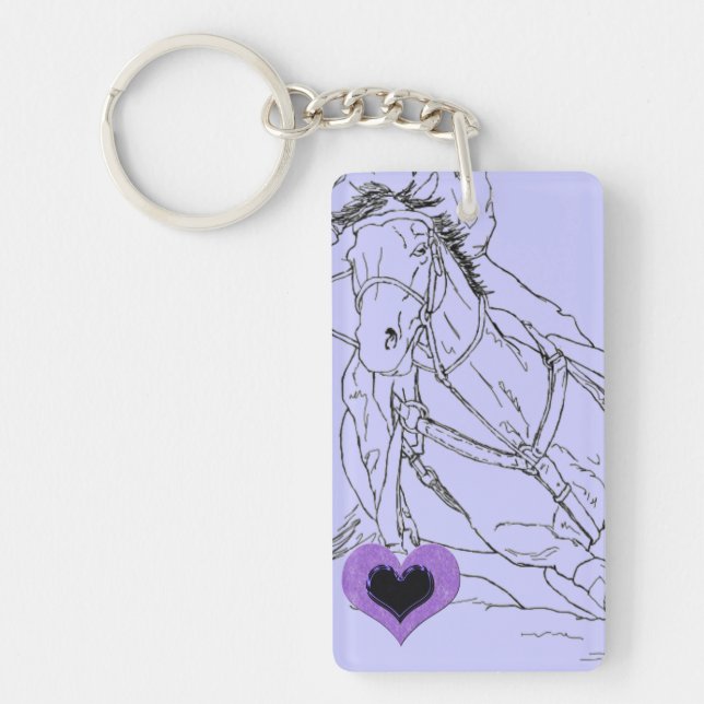 Double Purple Heart Barrel Racer Keychain (Front)