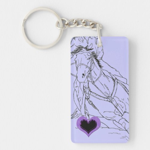 Double Purple Heart Barrel Racer Keychain