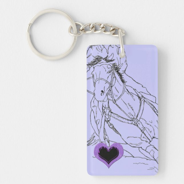 Double Purple Heart Barrel Racer Keychain (Front)