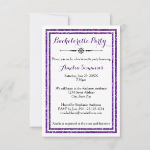 Double Purple Trim - 3x5 Bachelorette Invitation
