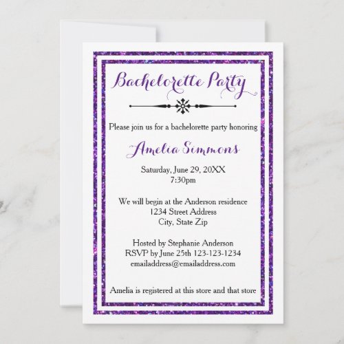 Double Purple Trim _ 3x5 Bachelorette Invitation