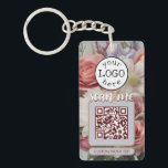 Double QR Code for Business Cut Flowers Keychain<br><div class="desc">A cut flowers keychain for florists, designed to make the QR barcodes aesthetically pleasing, without losing functionality. The keychain is two-sided, with a different QR code field on each side. Each side has its own subtitle for clear labeling. Link to two different addresses, like one for payment and one for...</div>