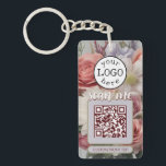 Double QR Code for Business Cut Flowers Keychain<br><div class="desc">A cut flowers keychain for florists, designed to make the QR barcodes aesthetically pleasing, without losing functionality. The keychain is two-sided, with a different QR code field on each side. Each side has its own subtitle for clear labeling. Link to two different addresses, like one for payment and one for...</div>