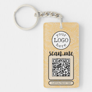 Double QR Code for Business William Morris Yellow Keychain