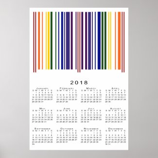 Double Rainbow Barcode 2018 Calendar Poster