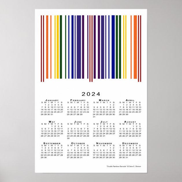 Double Rainbow Barcode 2024 Calendar Poster Zazzle   Double Rainbow Barcode 2024 Calendar Poster R19f62eeaea944801a5b8f7ffab49c9b4 Wv0 8byvr 630 