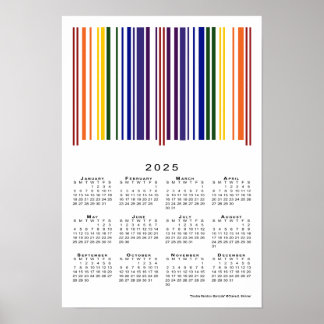 Double Rainbow Barcode 2025 Calendar Poster