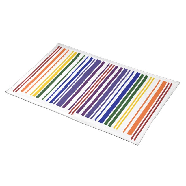 Double Rainbow Barcode Cloth Placemat (On Table)