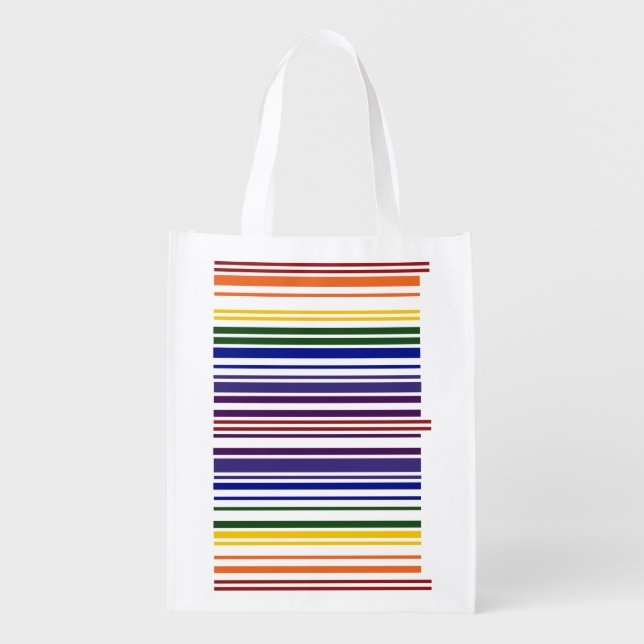 Double Rainbow Barcode Grocery Bag (Front)